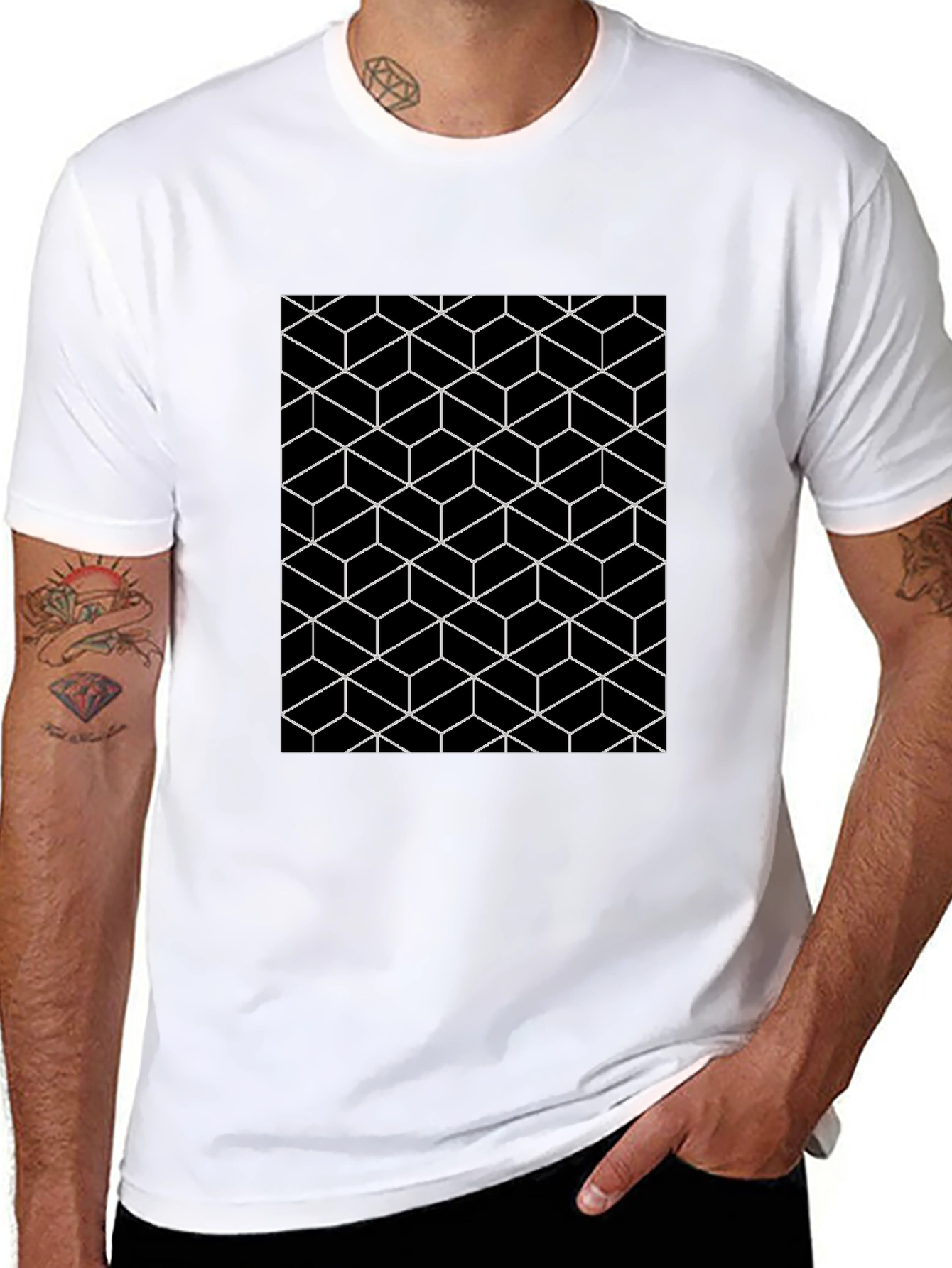 Geometric Illusion Black Tee