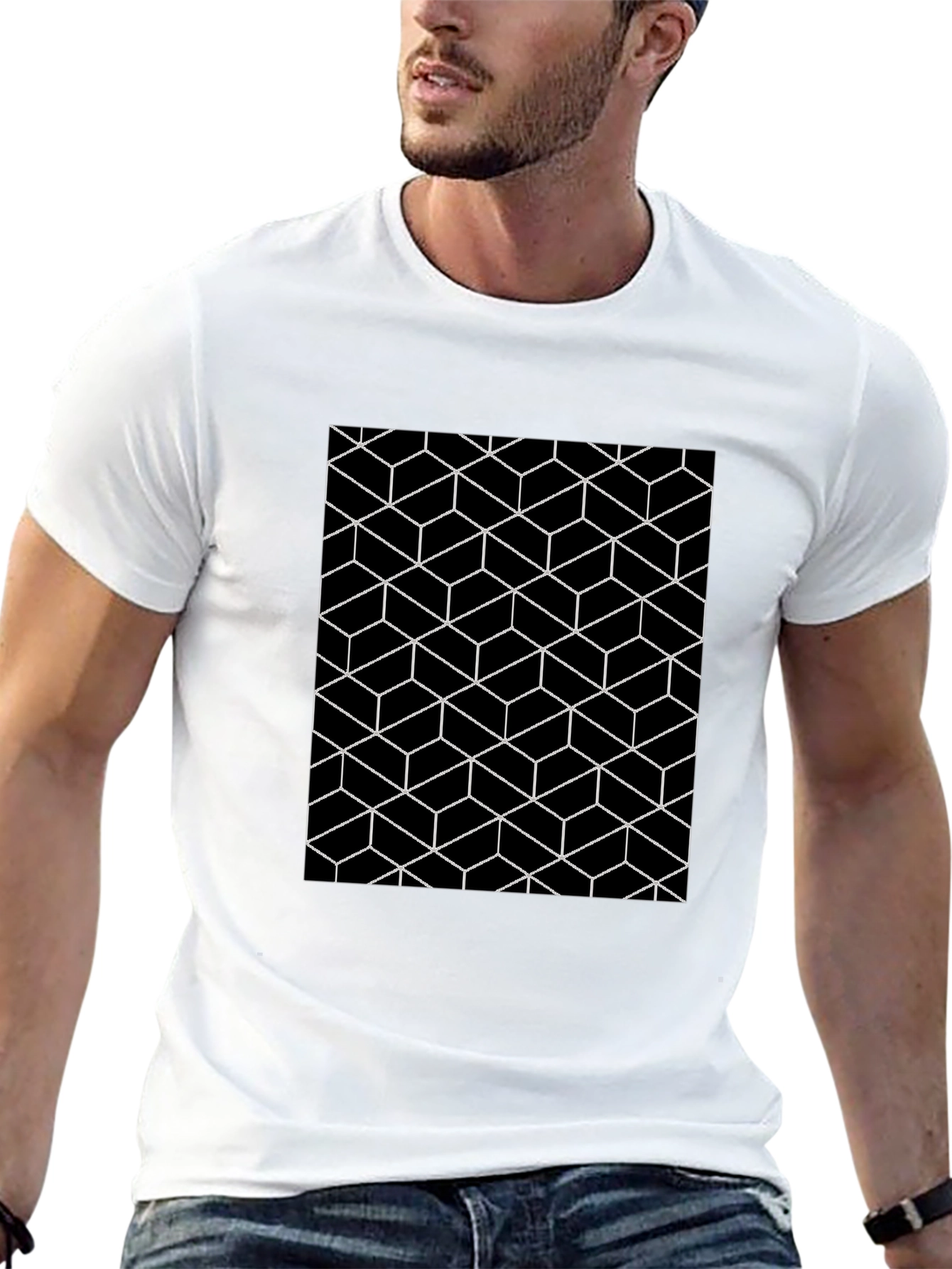 Geometric Illusion Black Tee