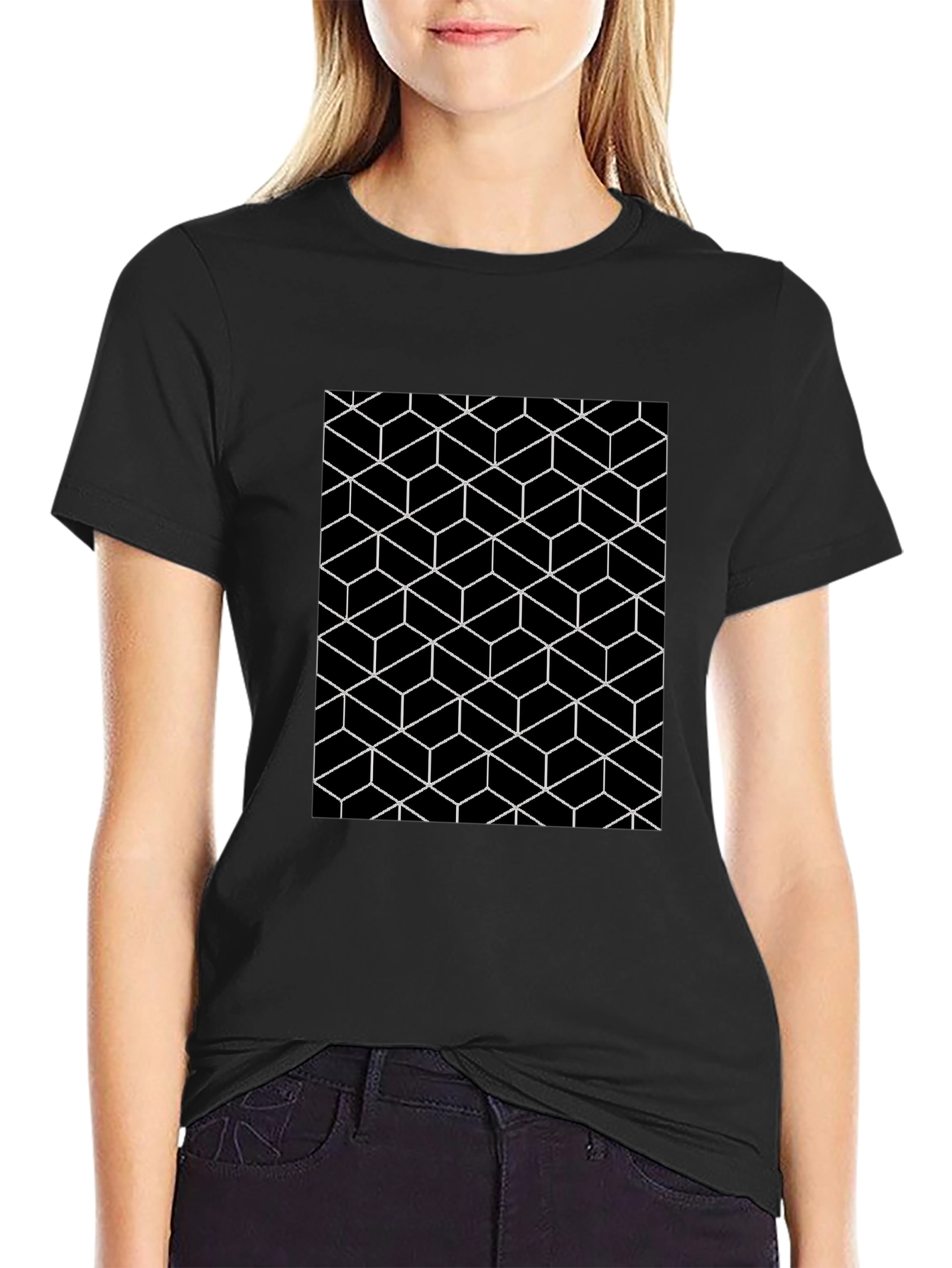 Geometric Illusion Black Tee