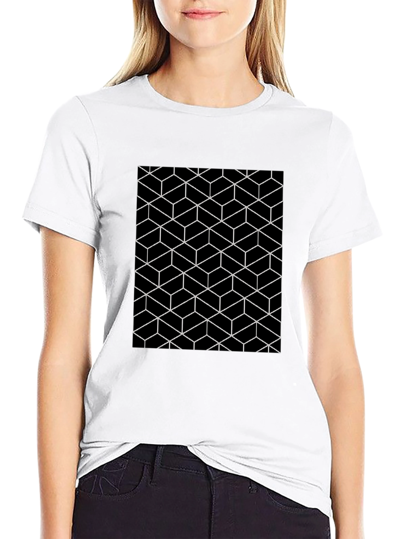 Geometric Illusion Black Tee
