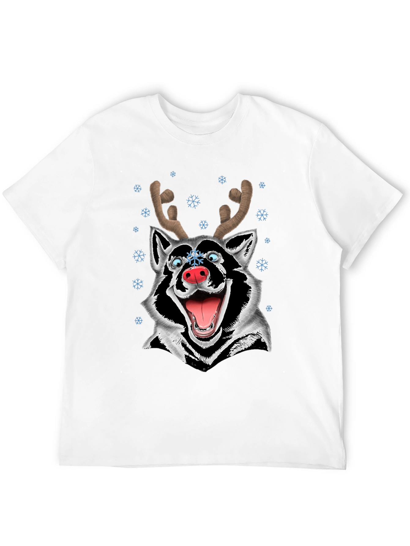 Funny Husky Reindeer Christmas T-Shirt