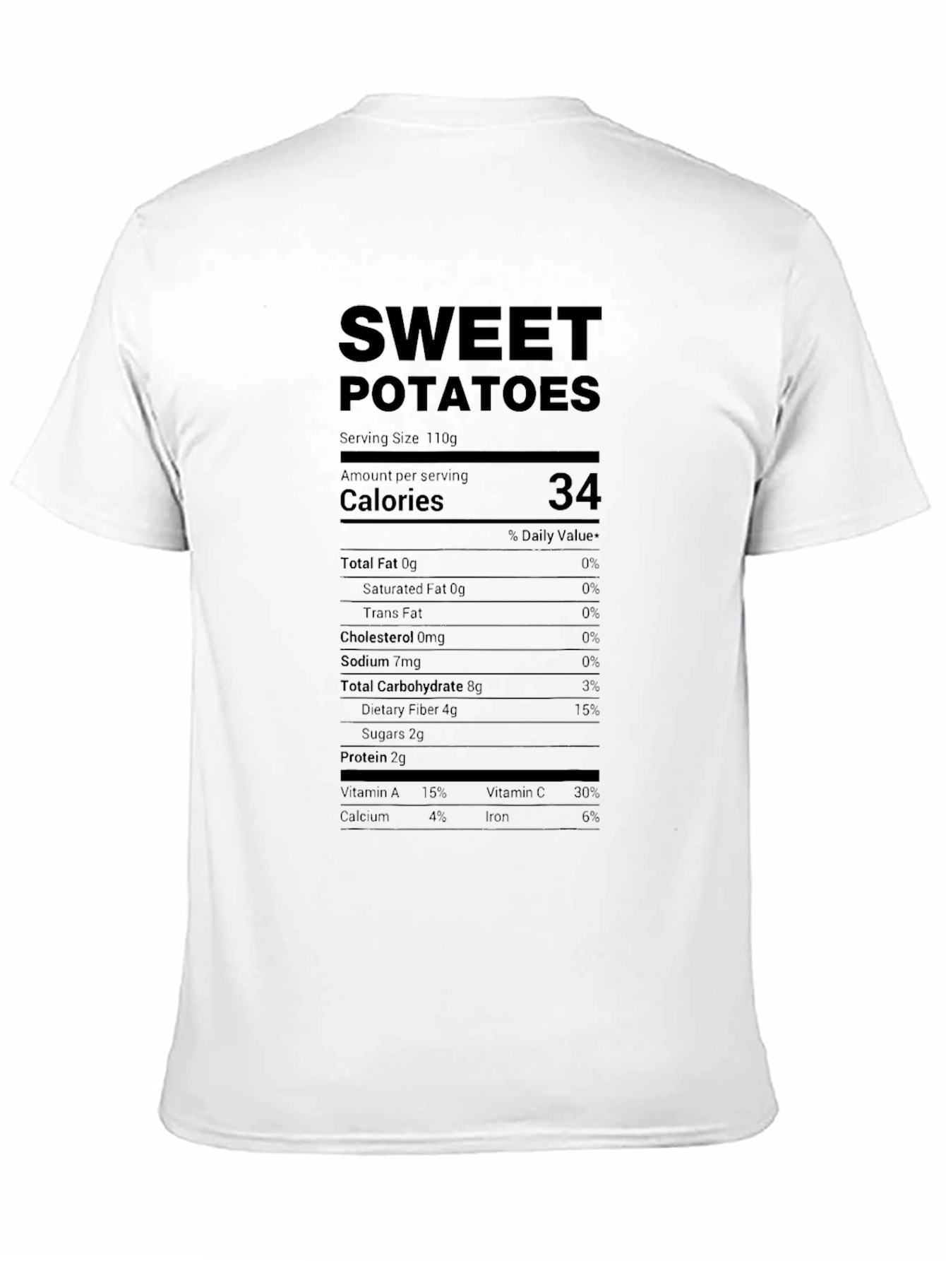Sweet Potatoes Nutrition Facts Black T-Shirt
