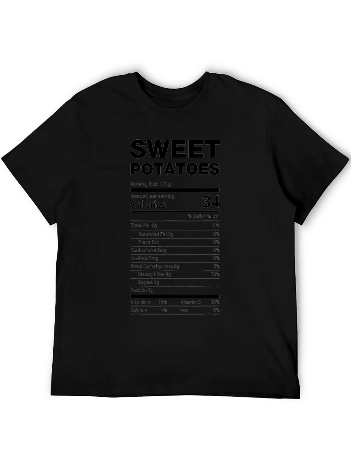 Sweet Potatoes Nutrition Facts Black T-Shirt