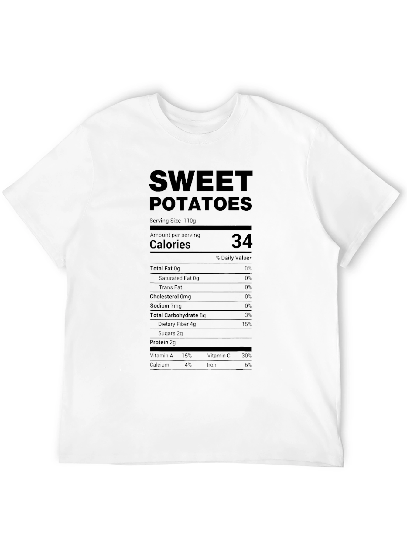 Sweet Potatoes Nutrition Facts Black T-Shirt