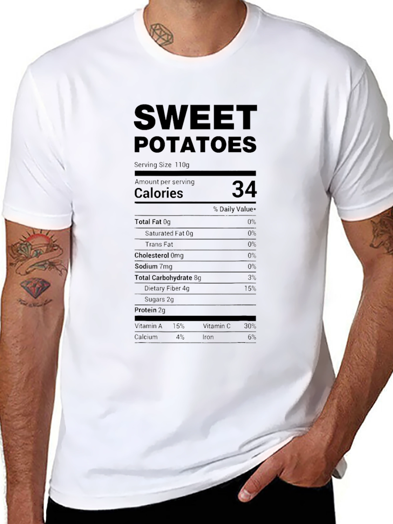 Sweet Potatoes Nutrition Facts Black T-Shirt