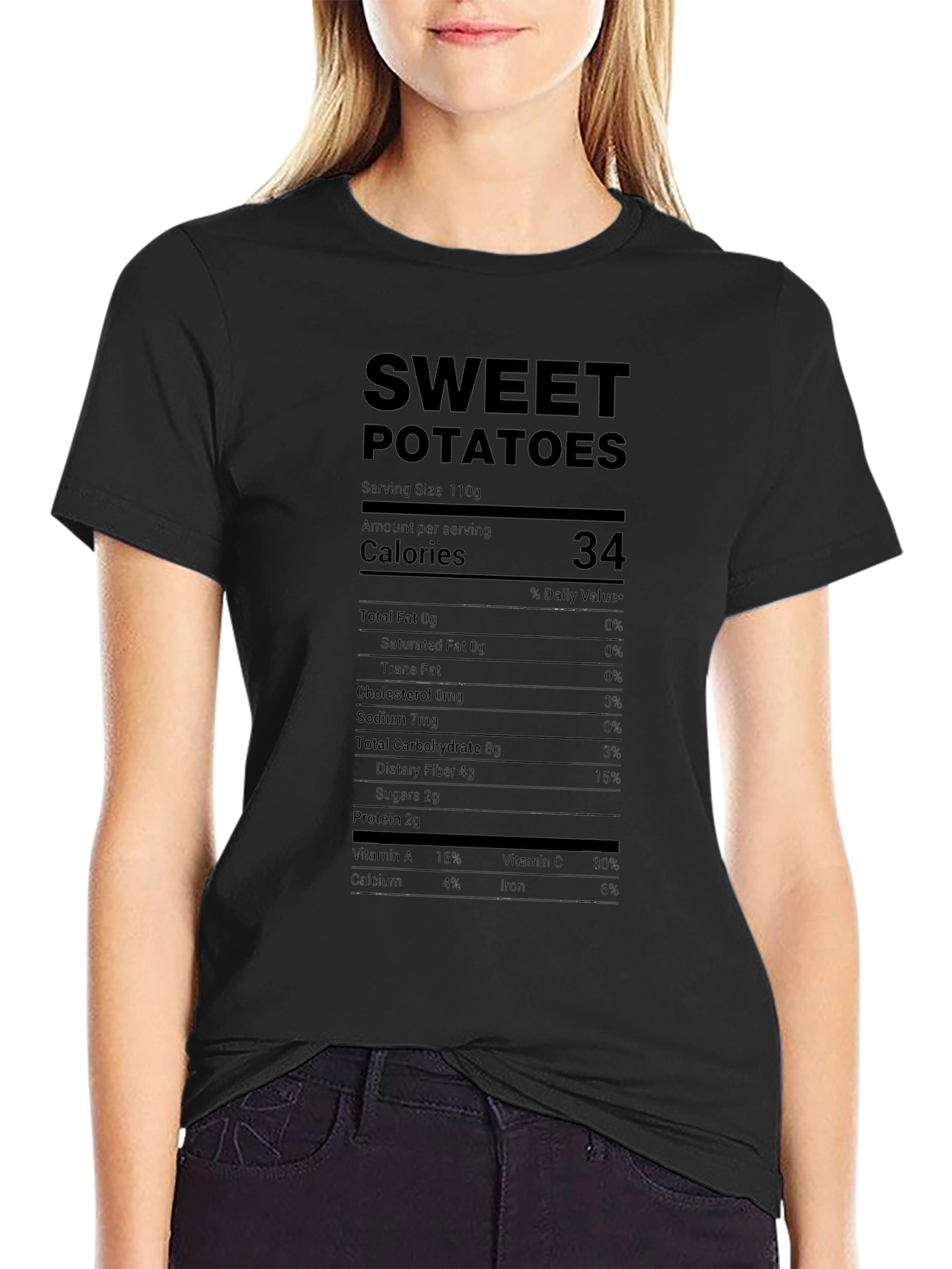 Sweet Potatoes Nutrition Facts Black T-Shirt