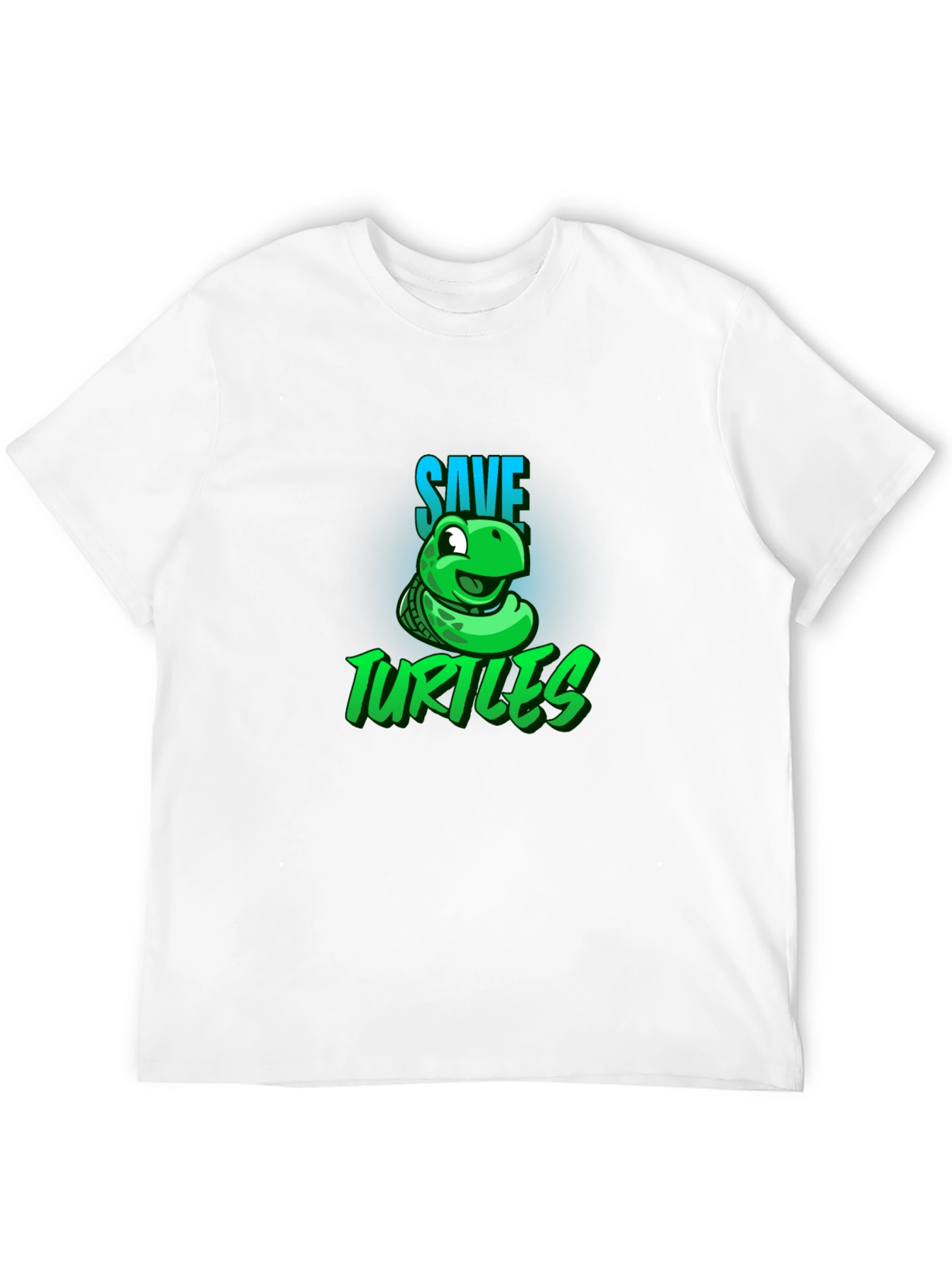Save the Turtles Graphic Tee - Black Cotton T-Shirt