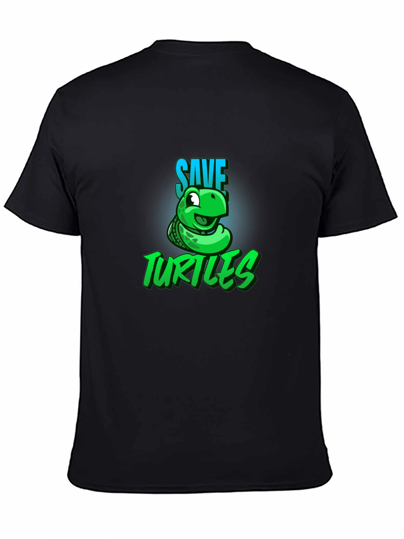 Save the Turtles Graphic Tee - Black Cotton T-Shirt