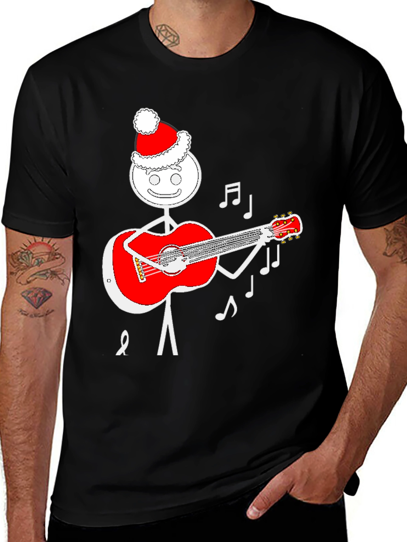 Festive Stick Figure Guitarist T-Shirt