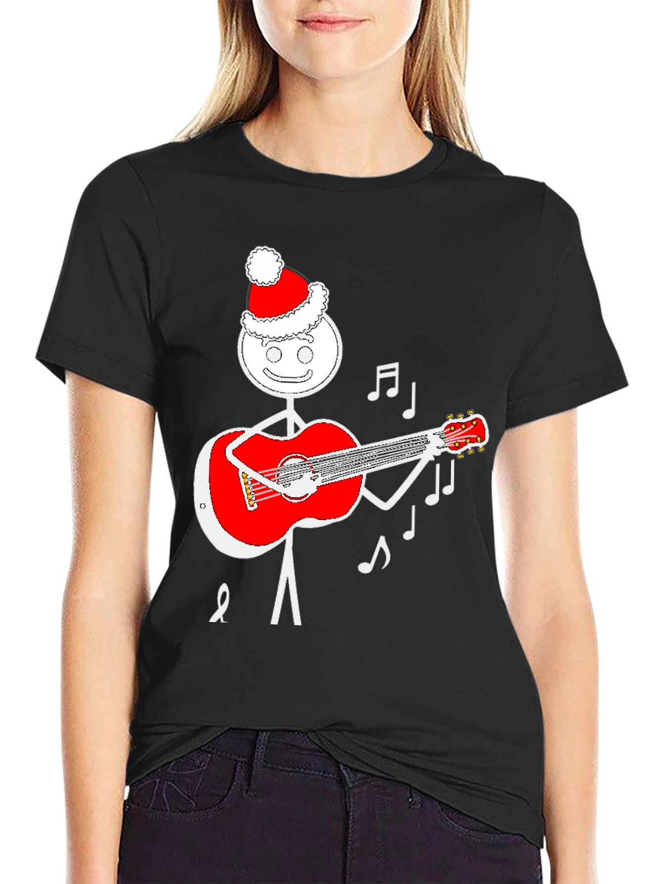 Festive Stick Figure Guitarist T-Shirt