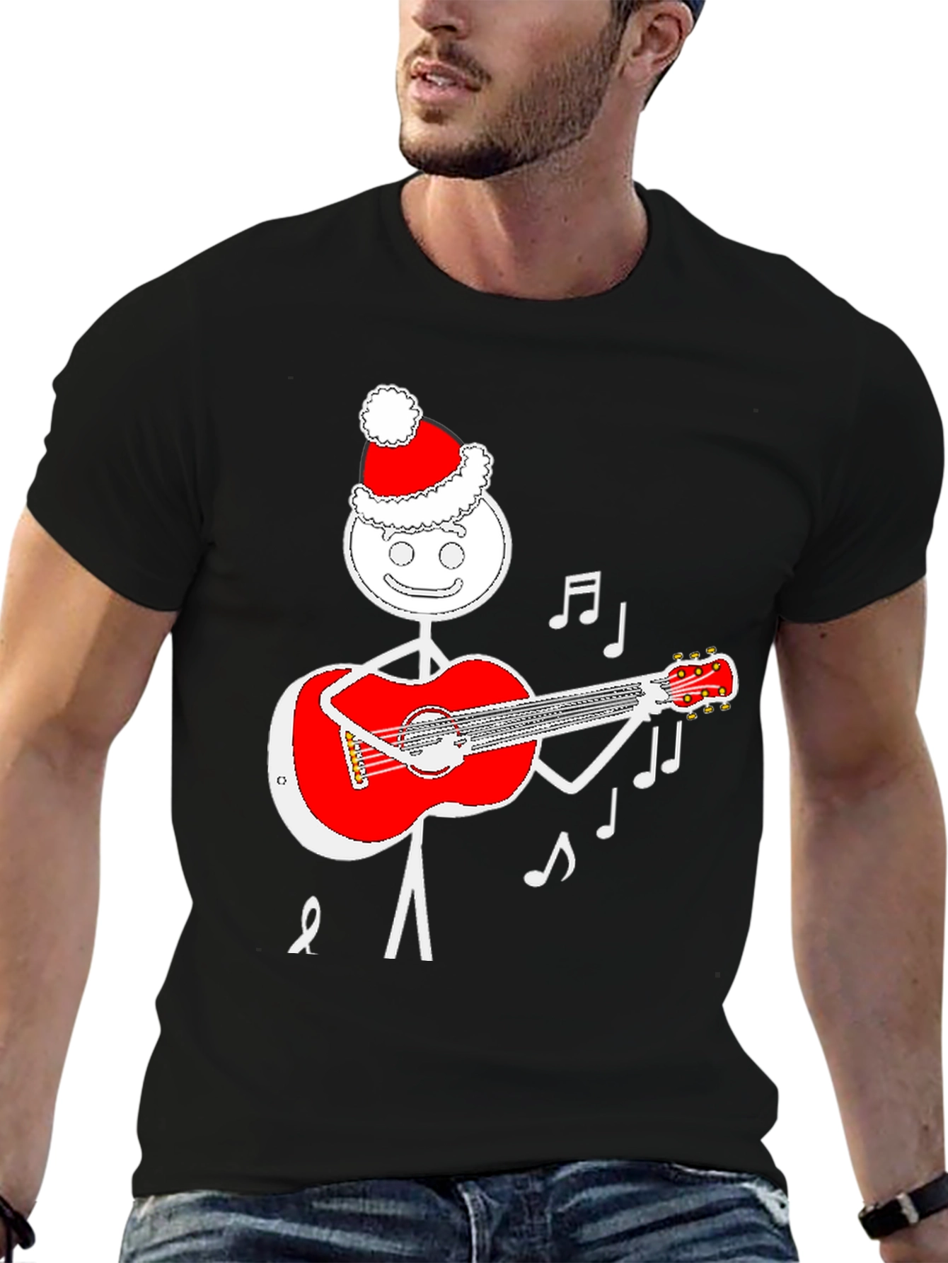 Festive Stick Figure Guitarist T-Shirt