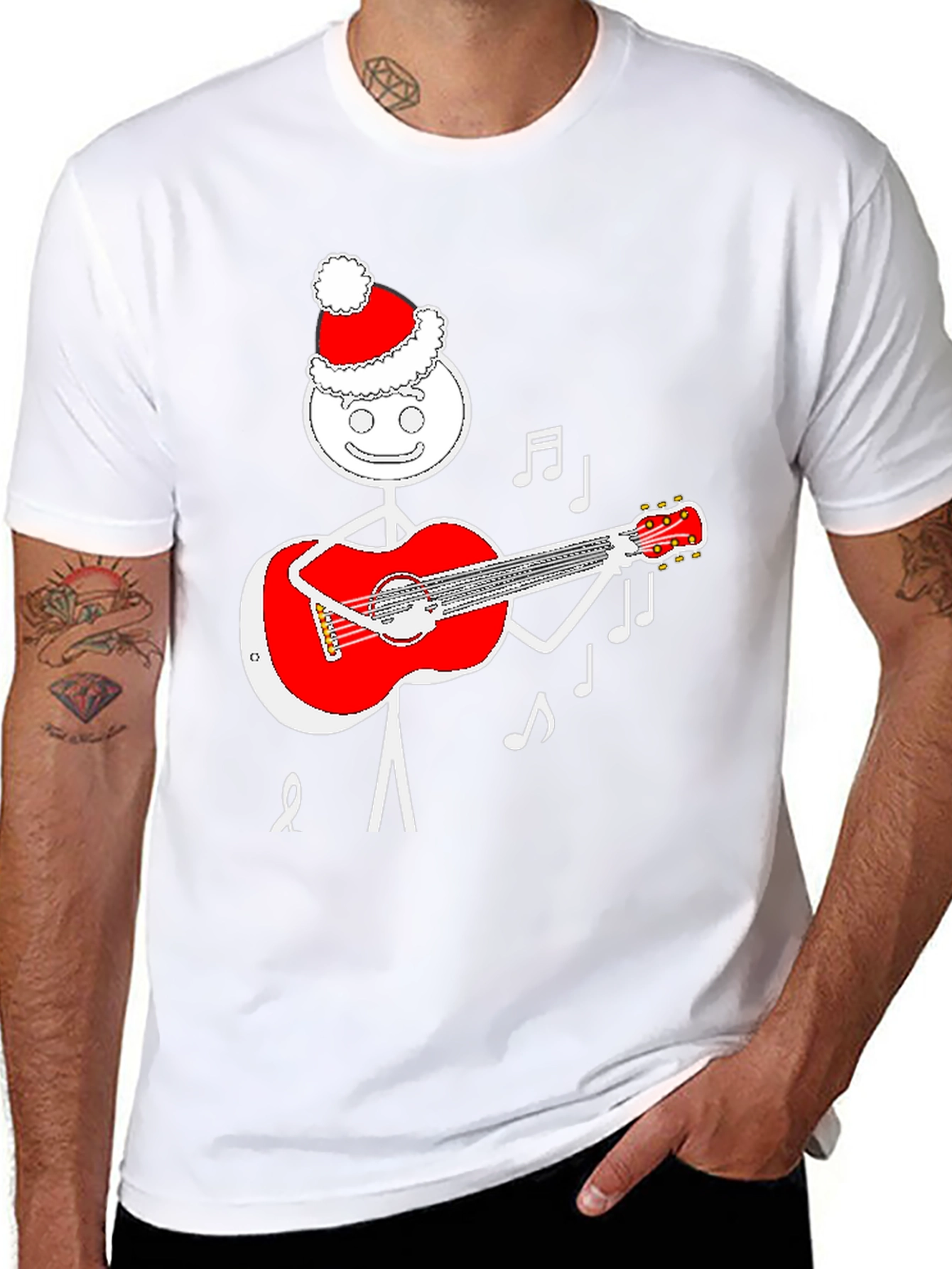 Festive Stick Figure Guitarist T-Shirt
