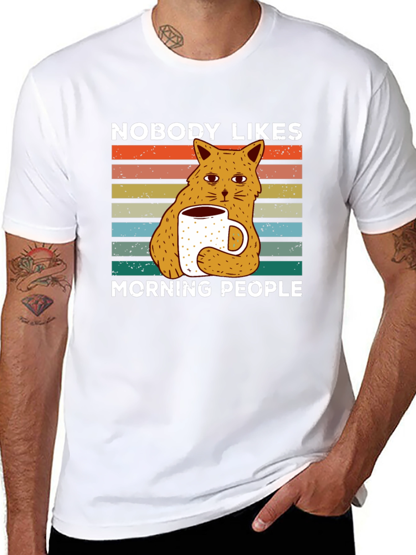 Nobody Likes Morning People Cat T-Shirt