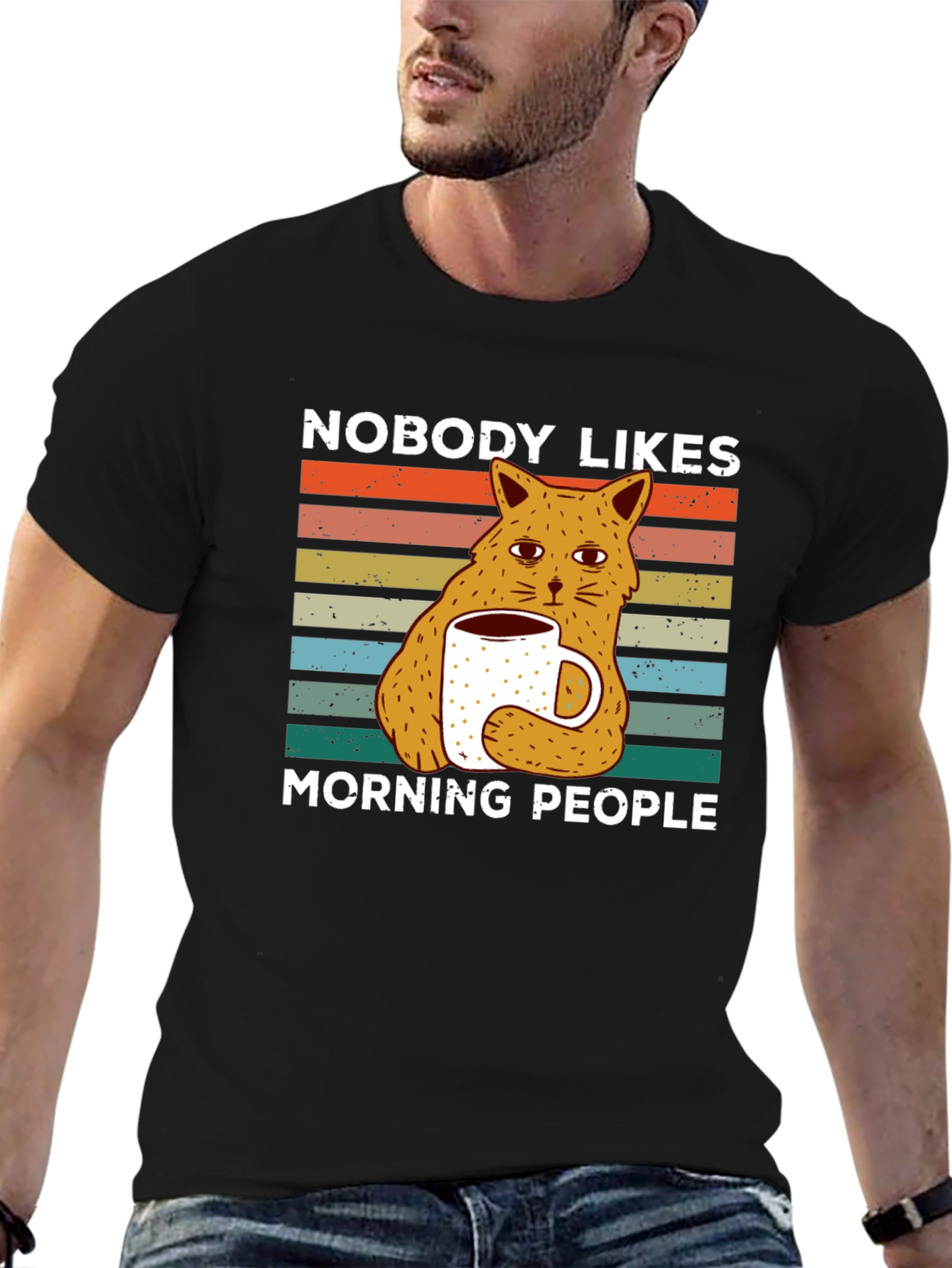 Nobody Likes Morning People Cat T-Shirt