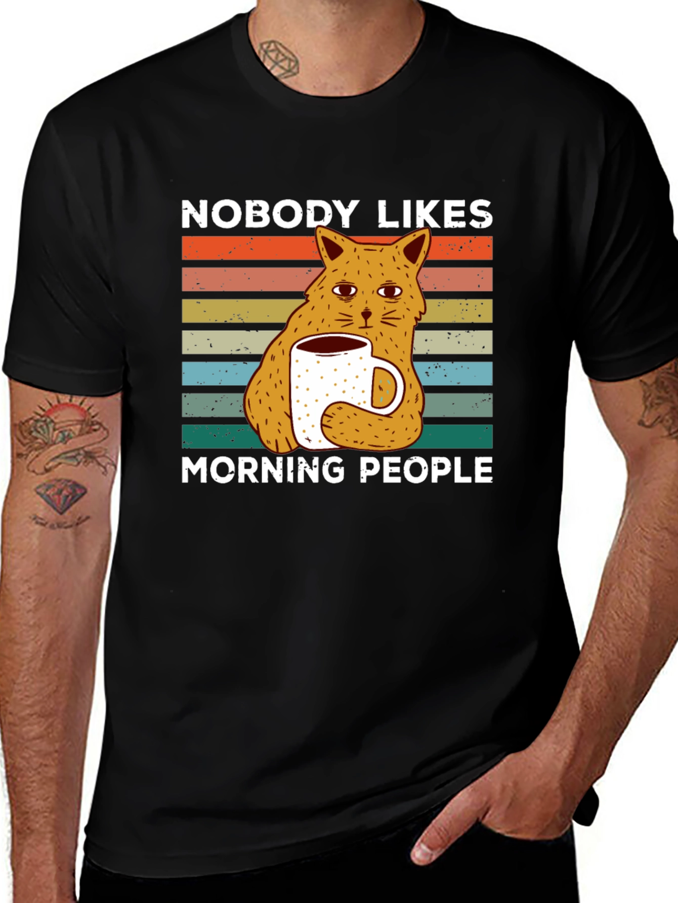 Nobody Likes Morning People Cat T-Shirt