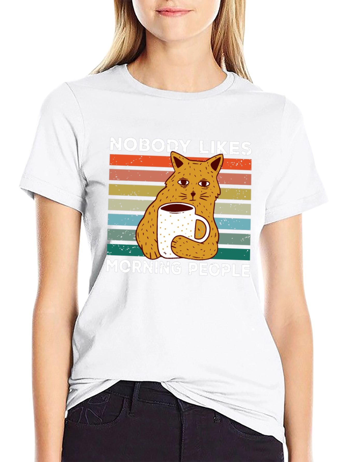 Nobody Likes Morning People Cat T-Shirt