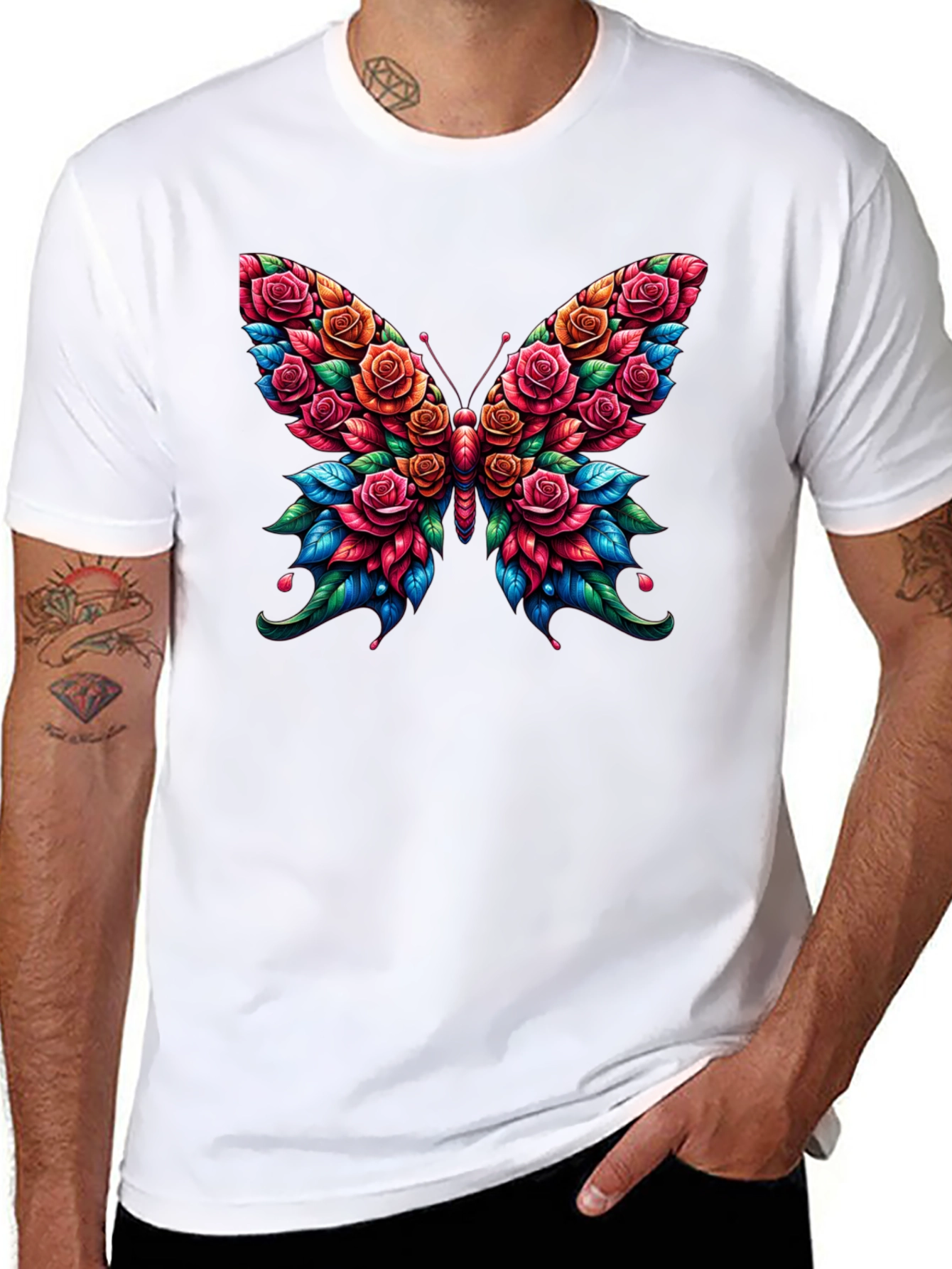 Floral Butterfly Graphic Tee - Unique Design