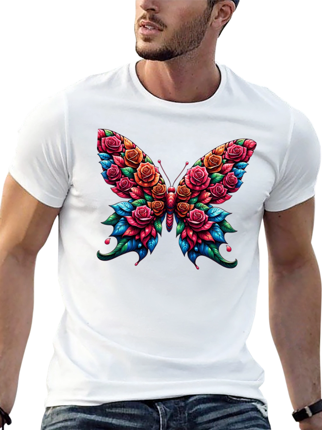 Floral Butterfly Graphic Tee - Unique Design