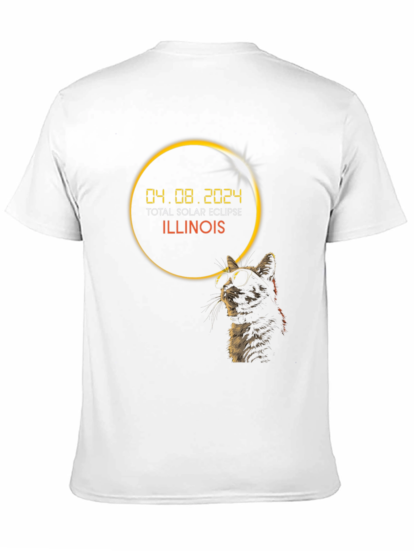 Total Solar Eclipse Illinois 2024 Cat T-Shirt