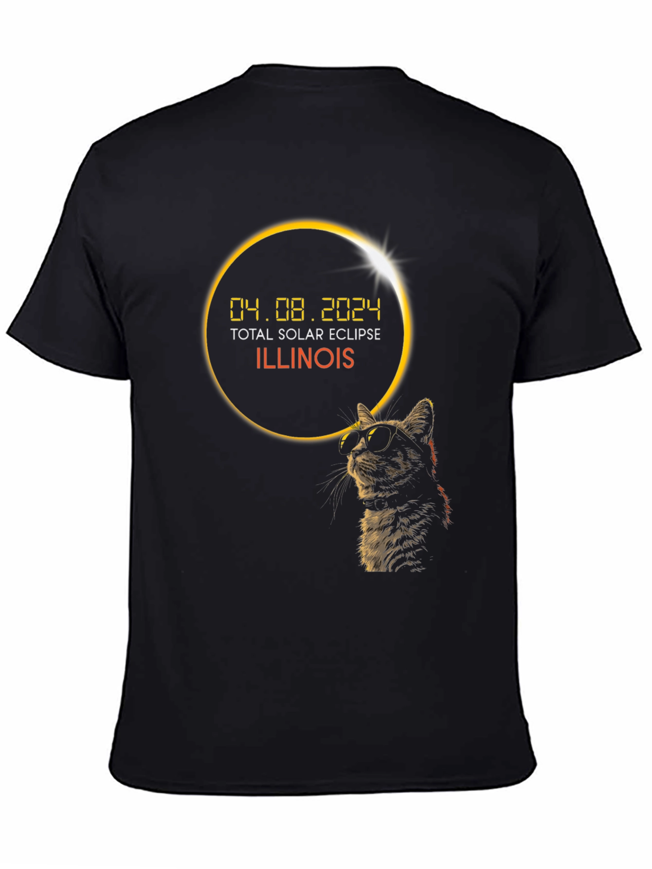 Total Solar Eclipse Illinois 2024 Cat T-Shirt
