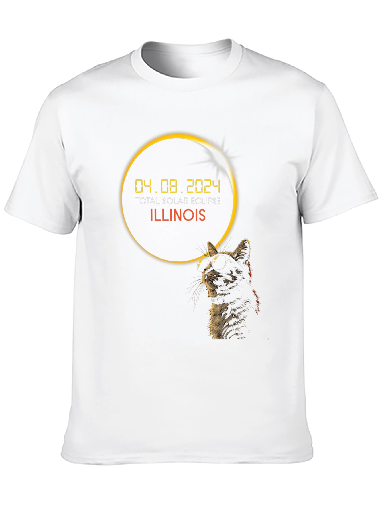 Total Solar Eclipse Illinois 2024 Cat T-Shirt