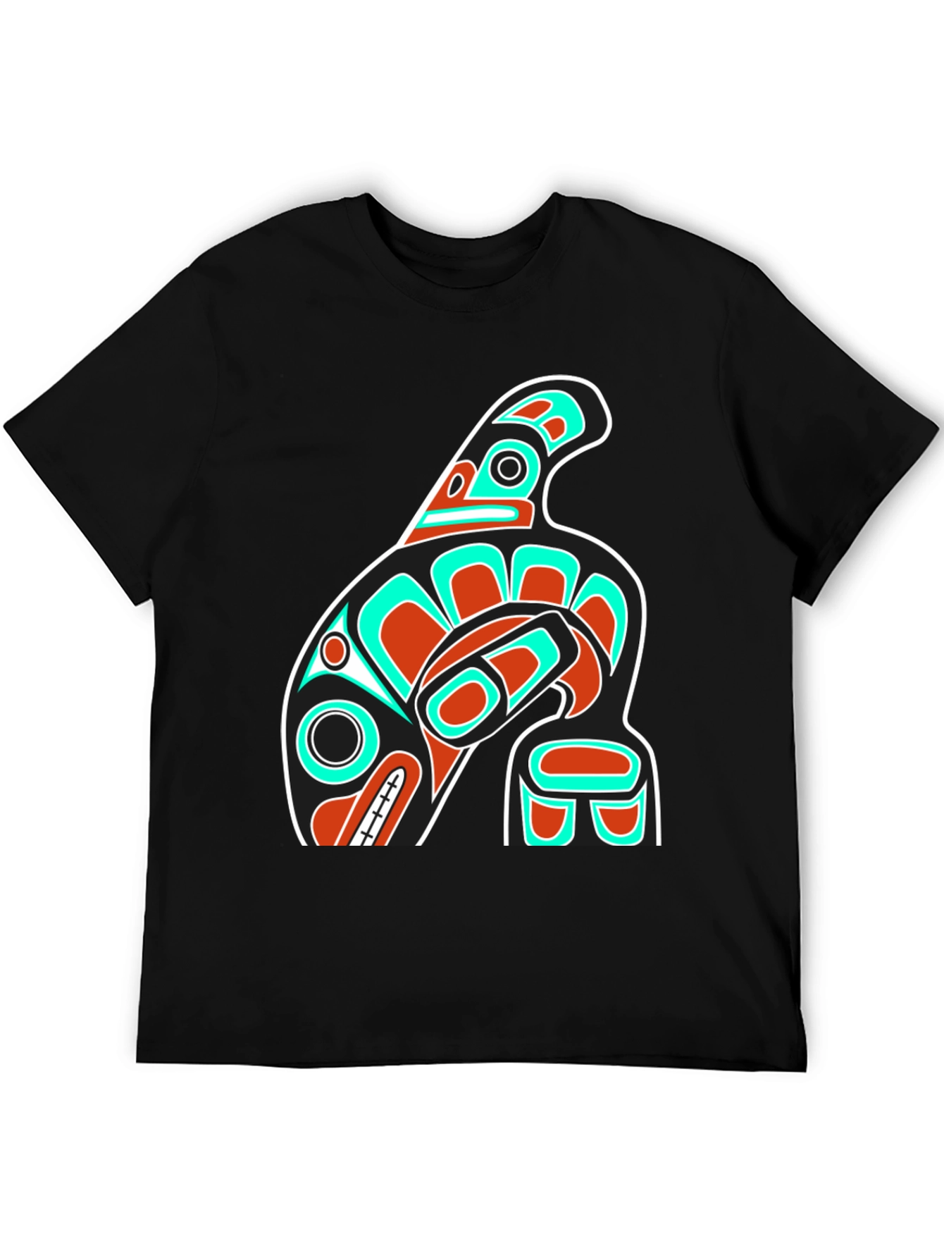 Unique Black T-Shirt with Orca Totem Design