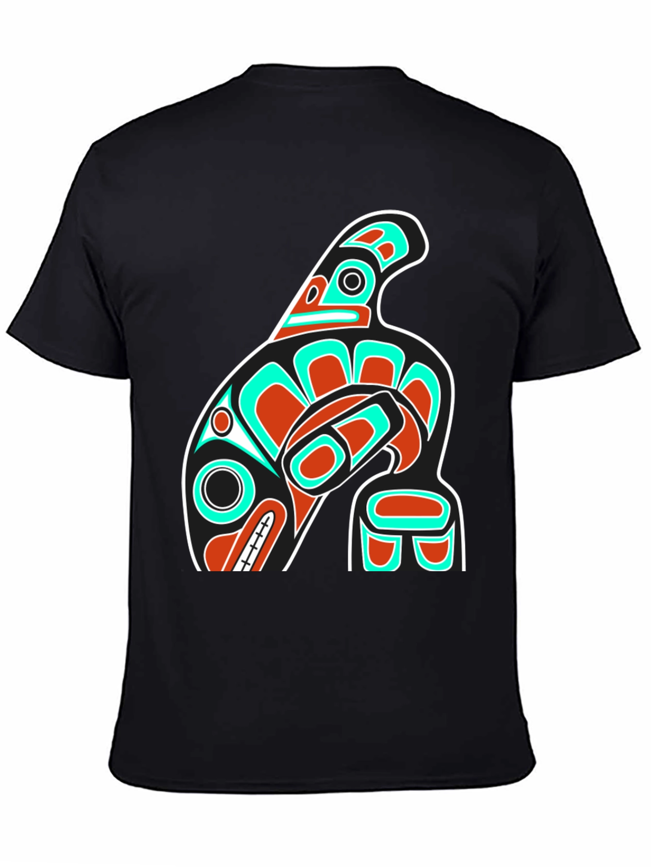 Unique Black T-Shirt with Orca Totem Design