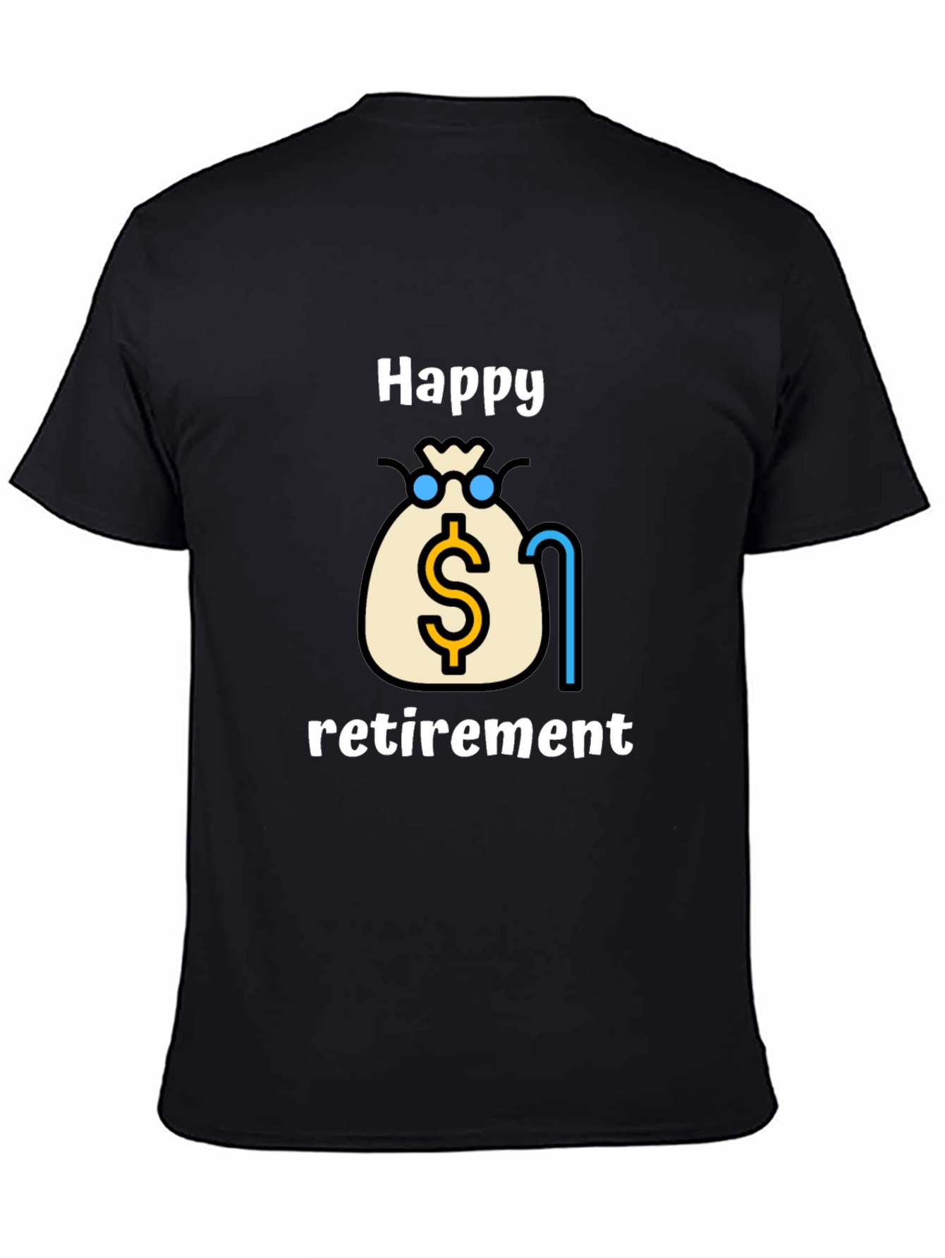 Happy Retirement Graphic Tee - Black Cotton Blend