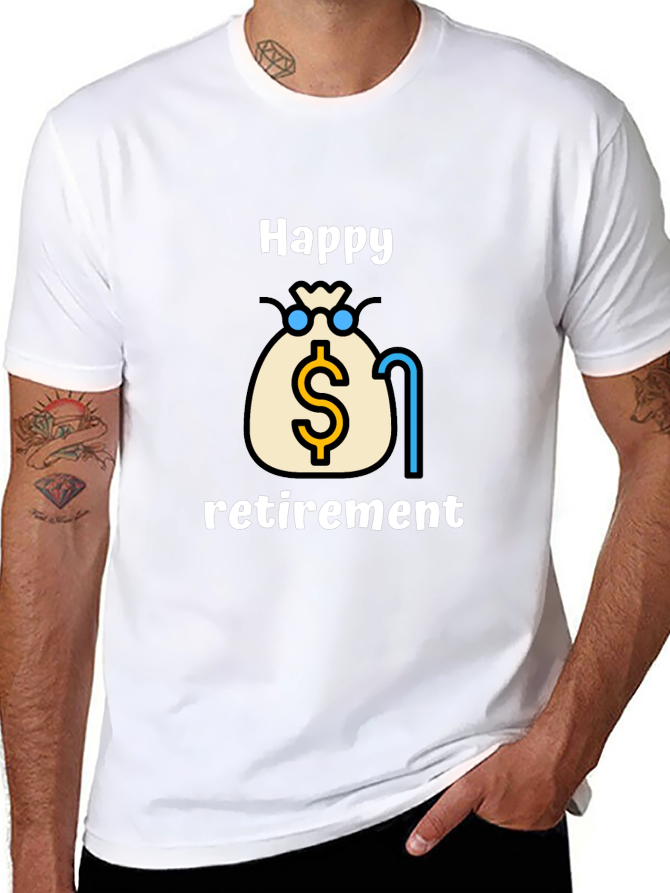 Happy Retirement Graphic Tee - Black Cotton Blend