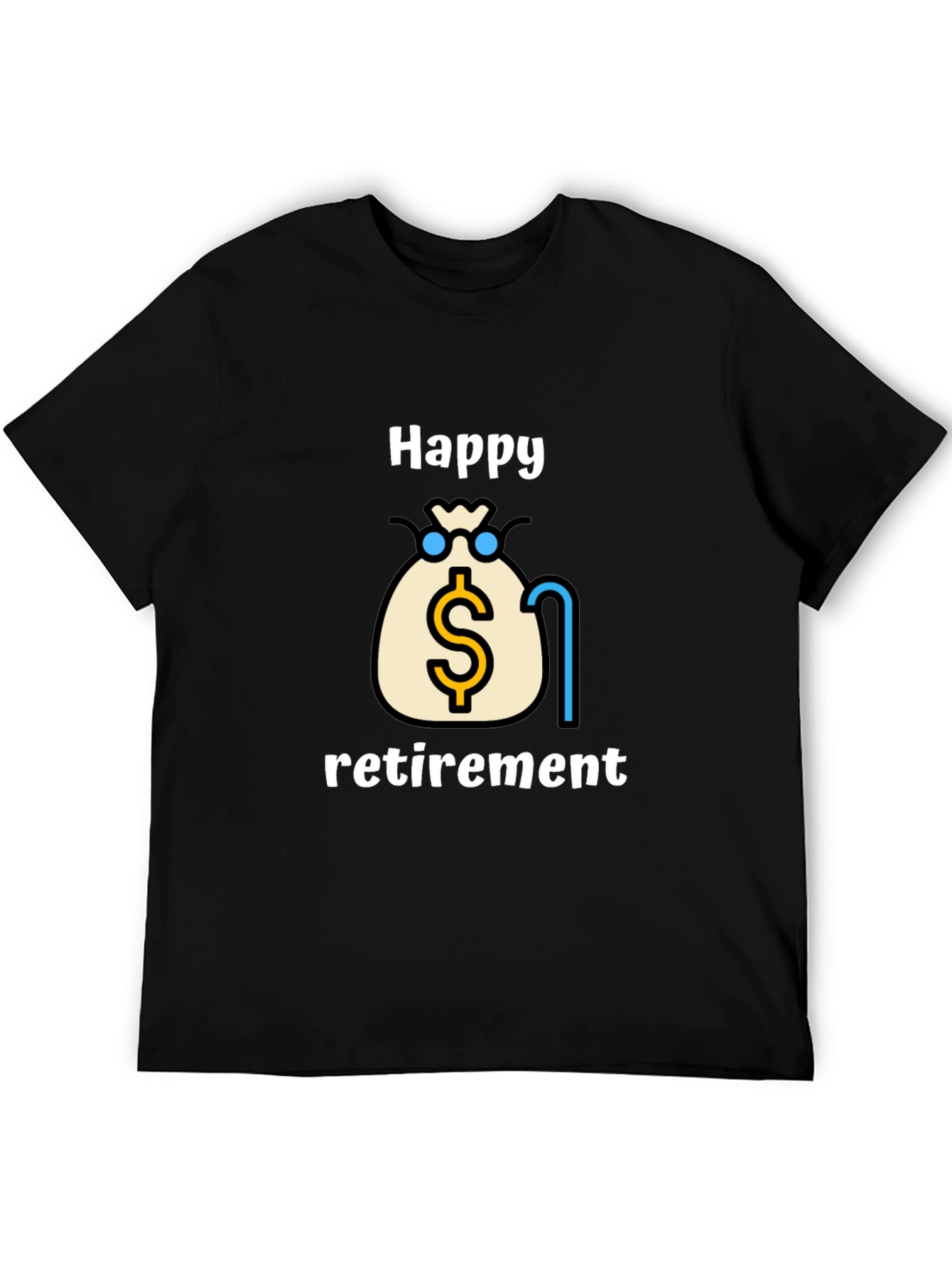 Happy Retirement Graphic Tee - Black Cotton Blend
