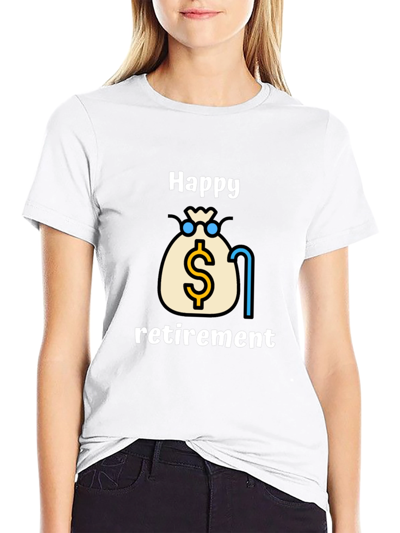 Happy Retirement Graphic Tee - Black Cotton Blend
