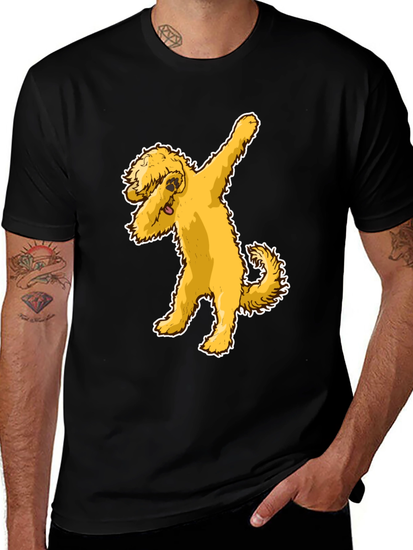 Dabbing Doodle Dog Black T-Shirt