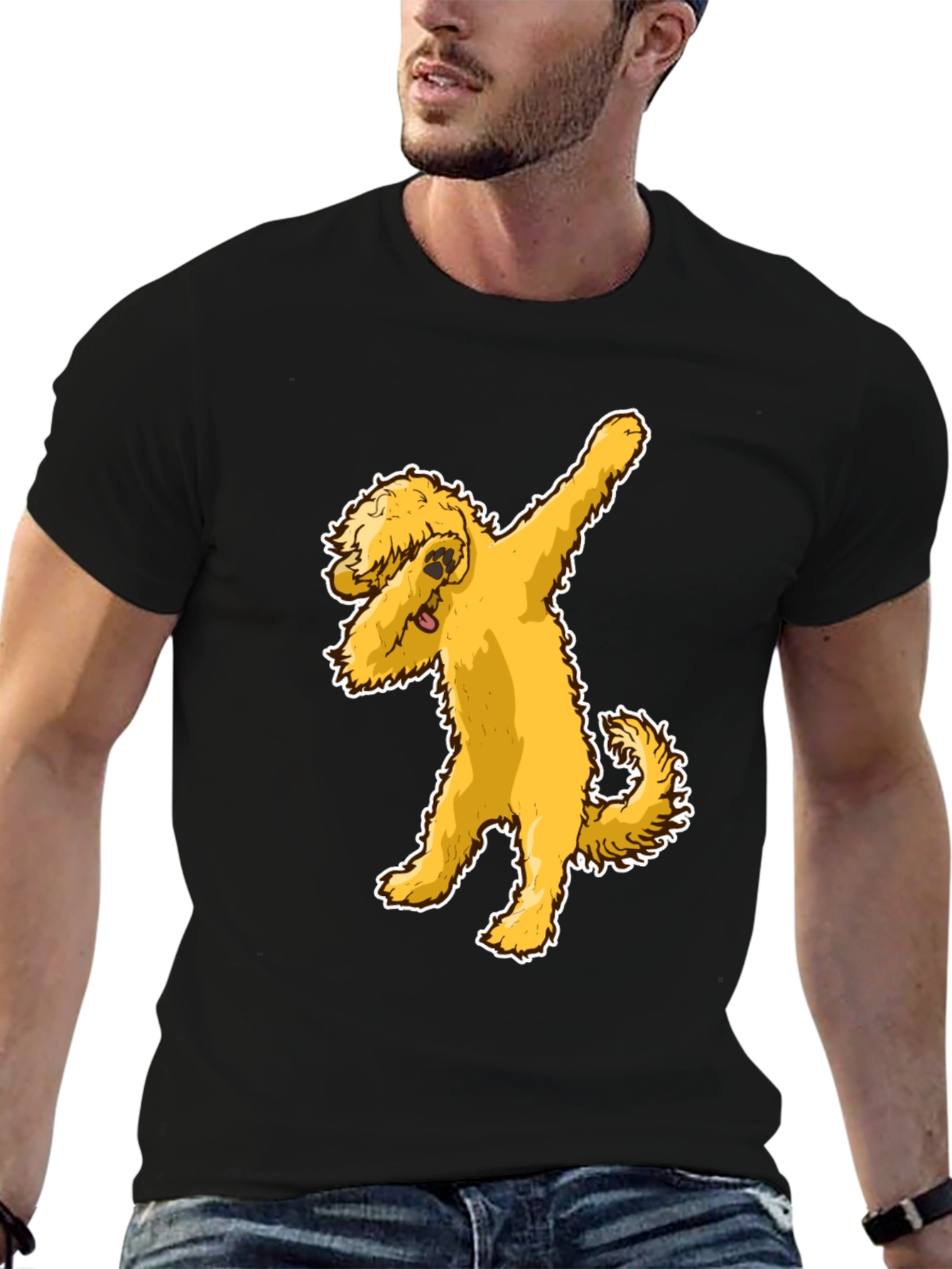 Dabbing Doodle Dog Black T-Shirt