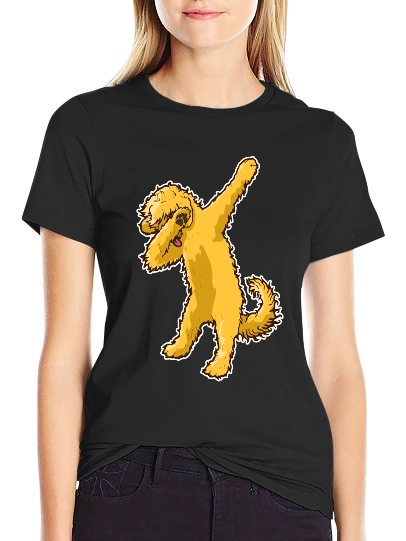 Dabbing Doodle Dog Black T-Shirt