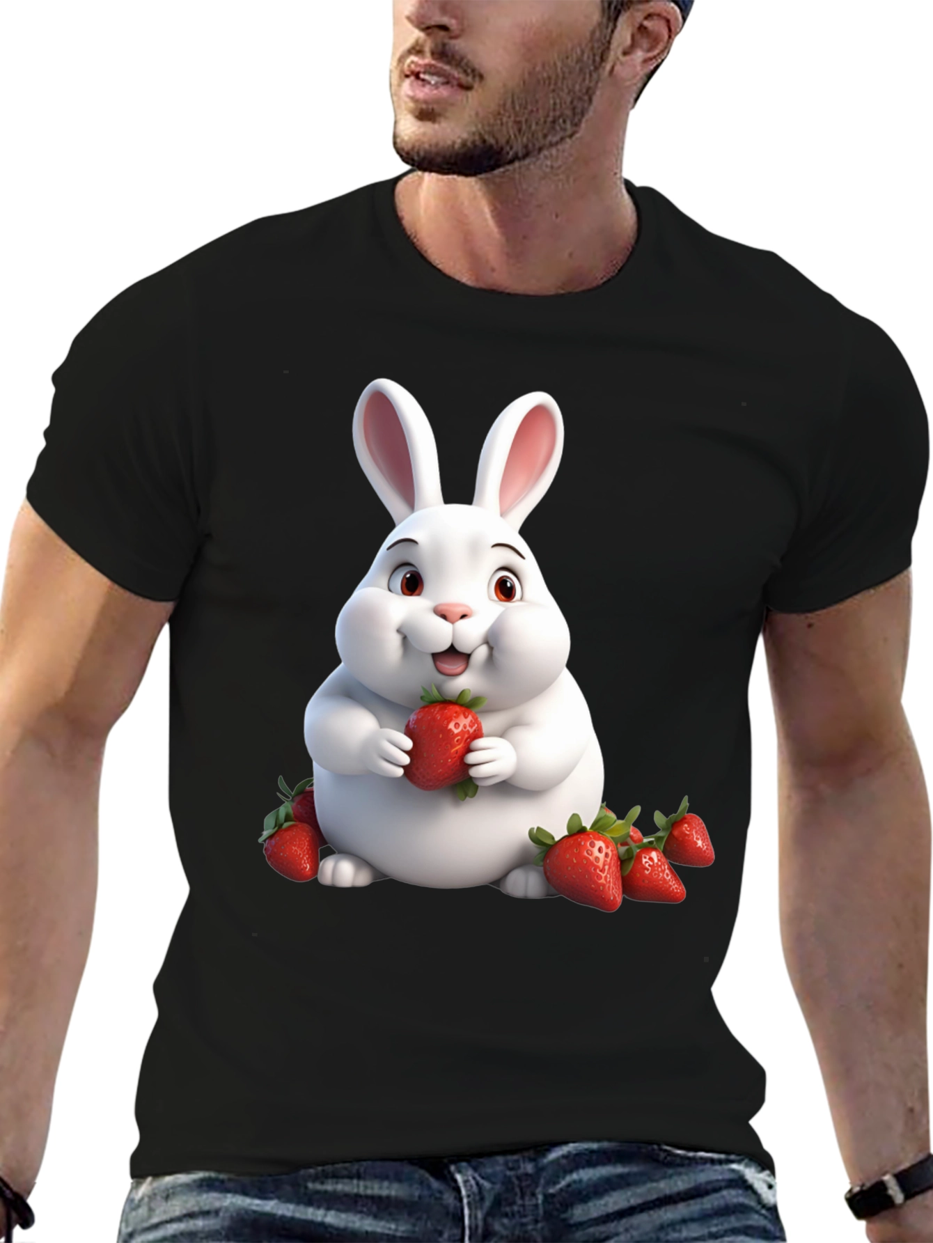 Bunny Eating Strawberries Graphic Tee