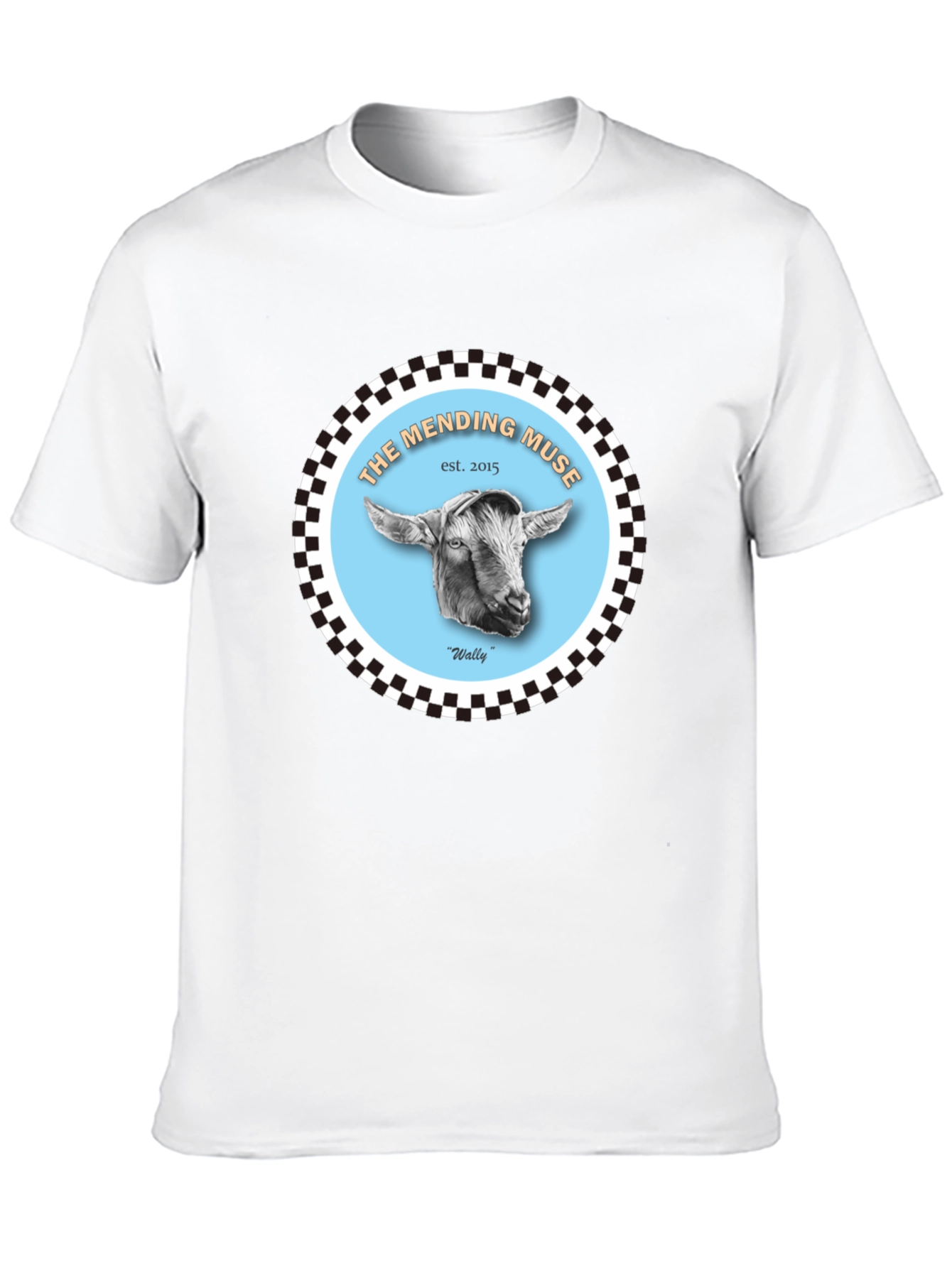 The Mending Muse T-Shirt - Goat Design
