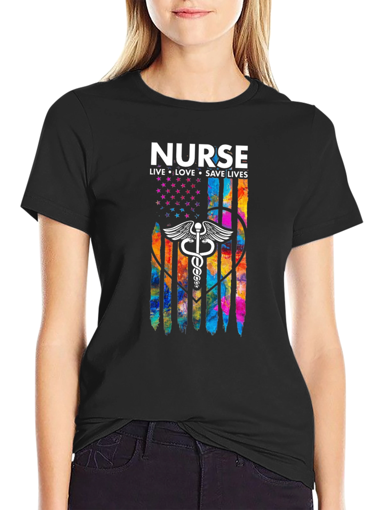 Nurse Flag T-Shirt - Live Love Save Lives