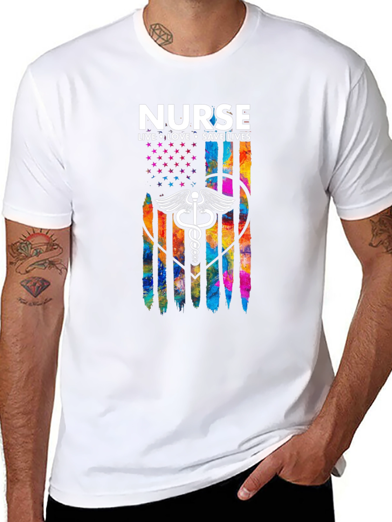 Nurse Flag T-Shirt - Live Love Save Lives