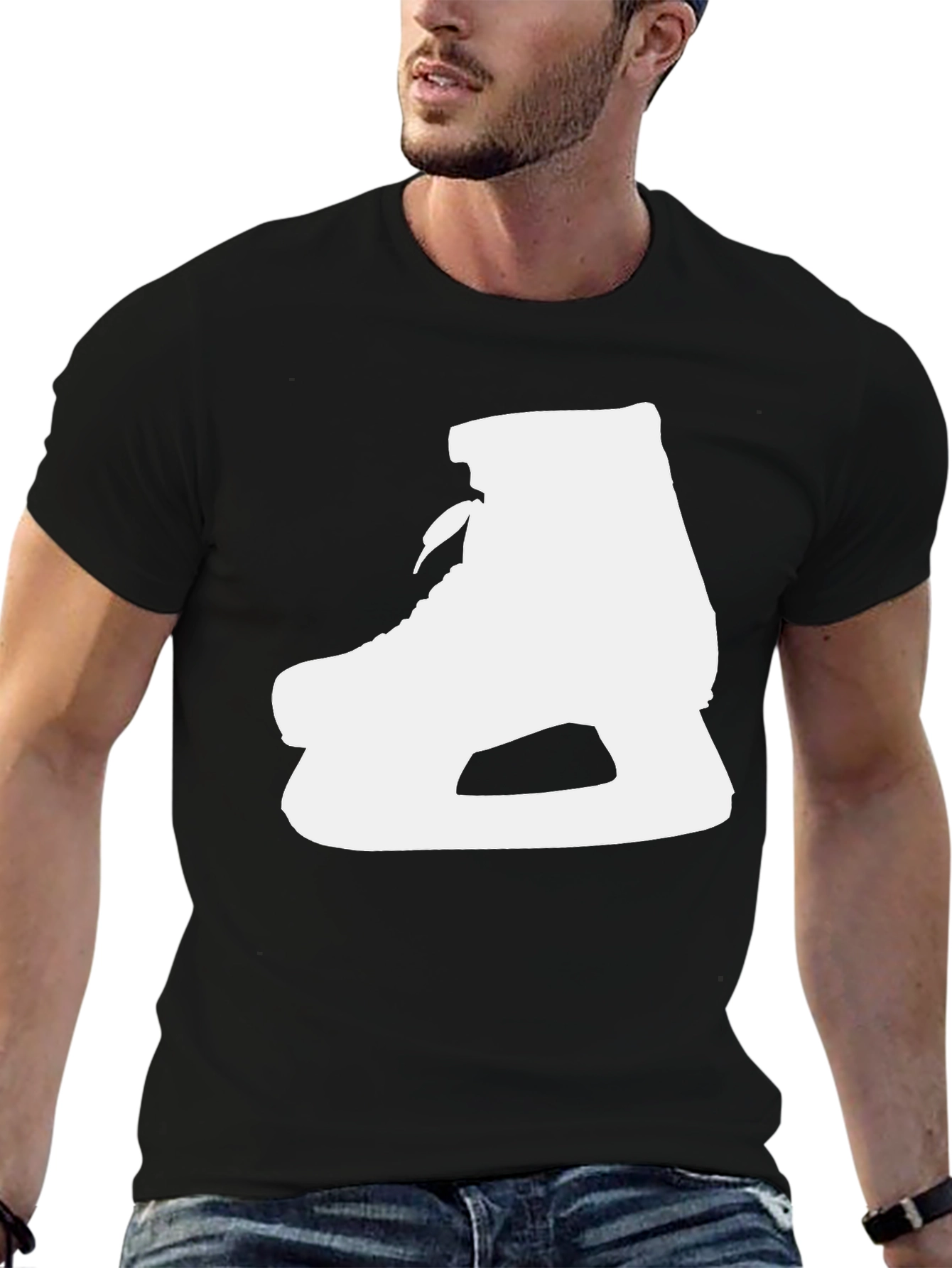 Ice Skate Graphic Tee - Sporty Black T-Shirt