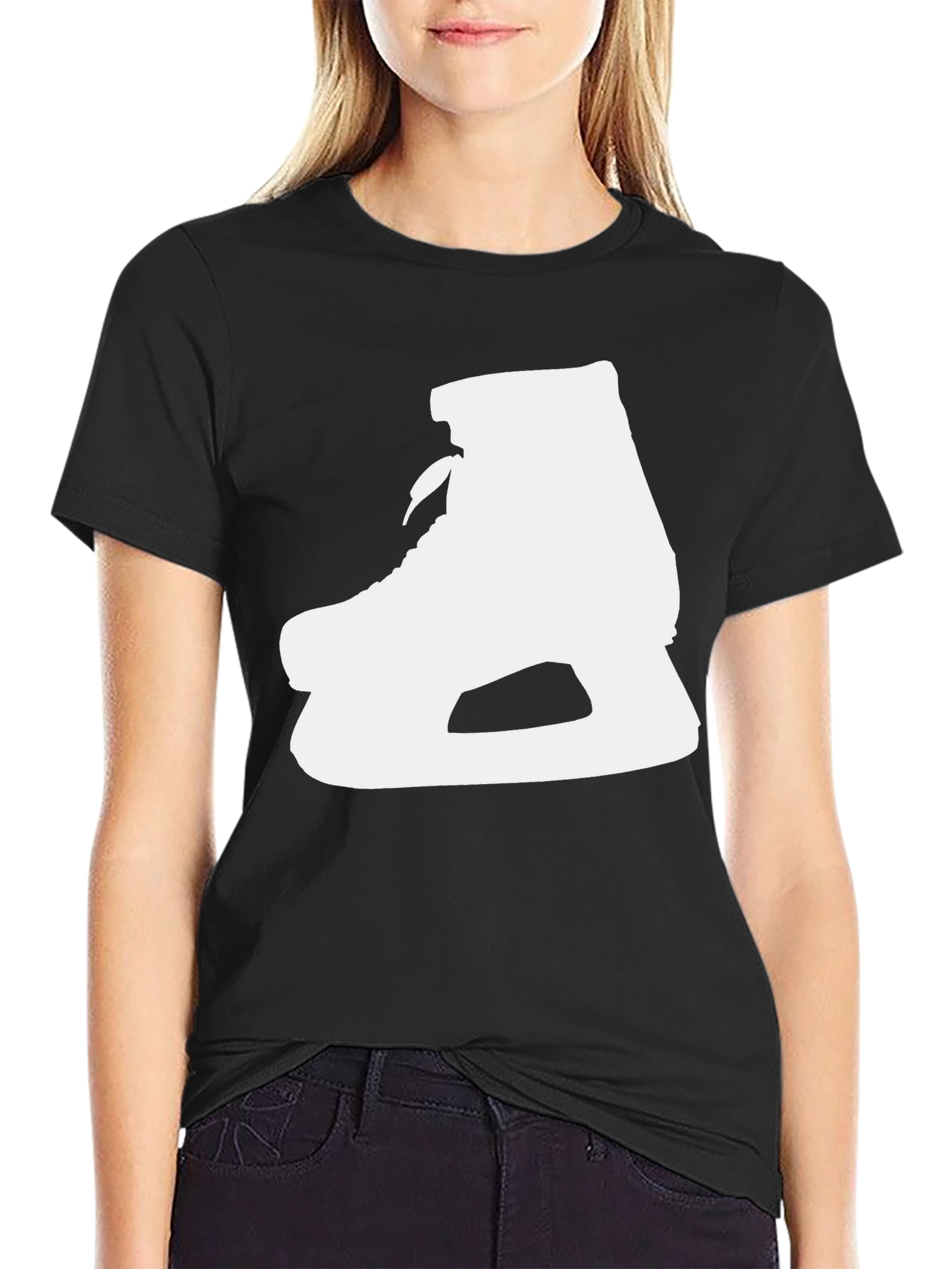 Ice Skate Graphic Tee - Sporty Black T-Shirt