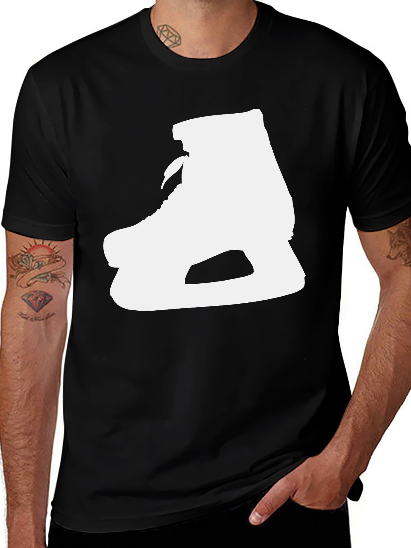 Ice Skate Graphic Tee - Sporty Black T-Shirt