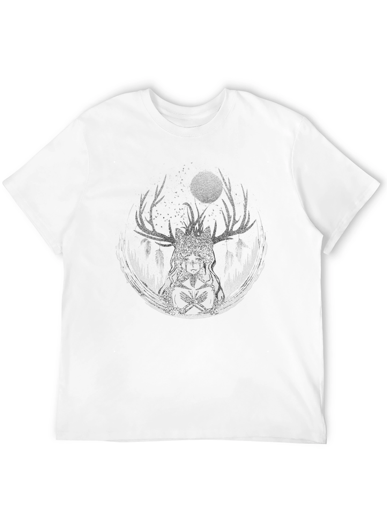 Mystic Moon Deer Graphic Tee - Black