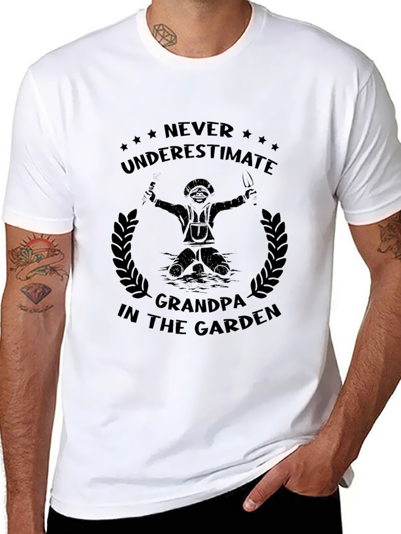 Grandpa in the Garden Black T-Shirt