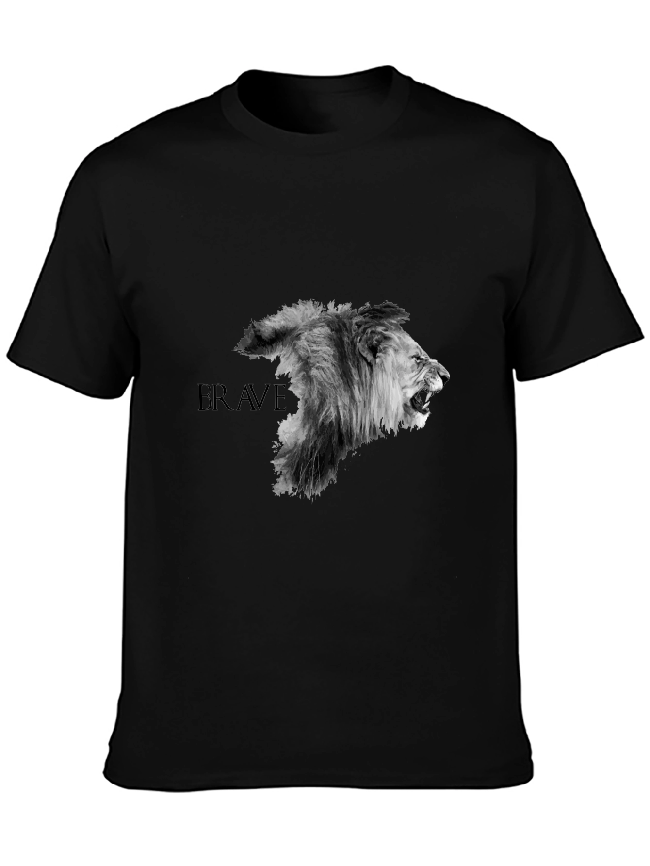 Brave Lion Graphic T-Shirt - Black