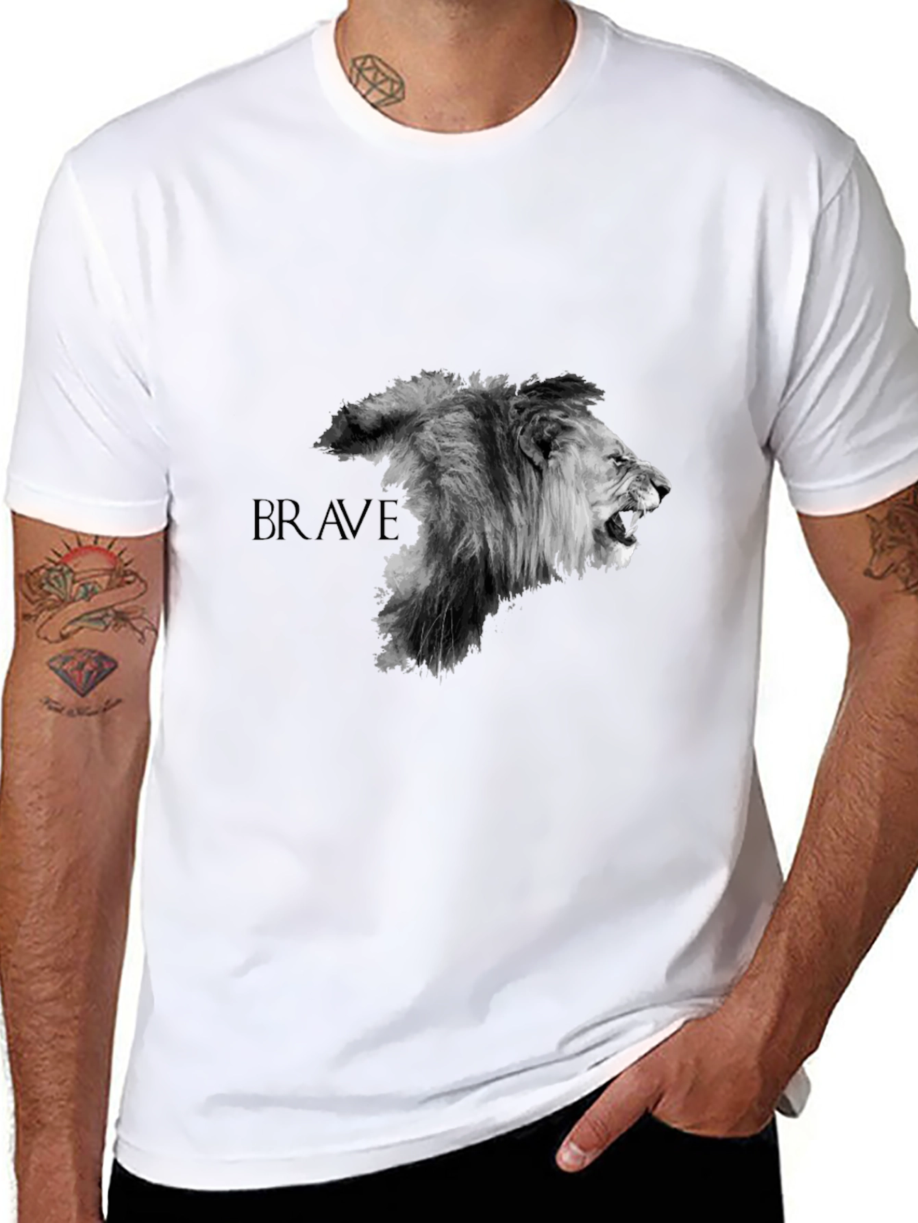 Brave Lion Graphic T-Shirt - Black