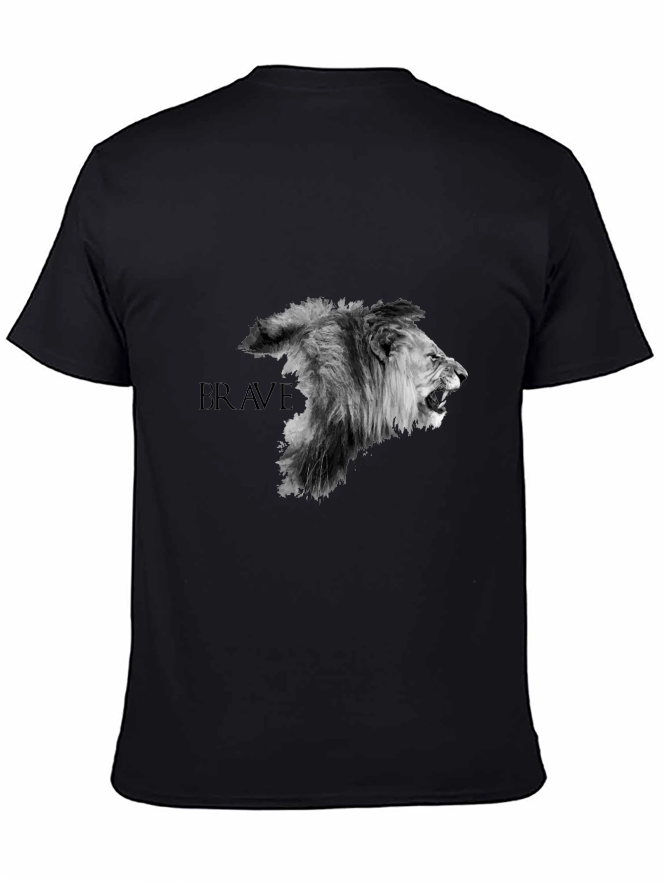 Brave Lion Graphic T-Shirt - Black