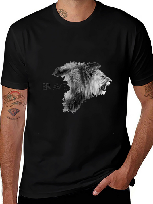 Brave Lion Graphic T-Shirt - Black
