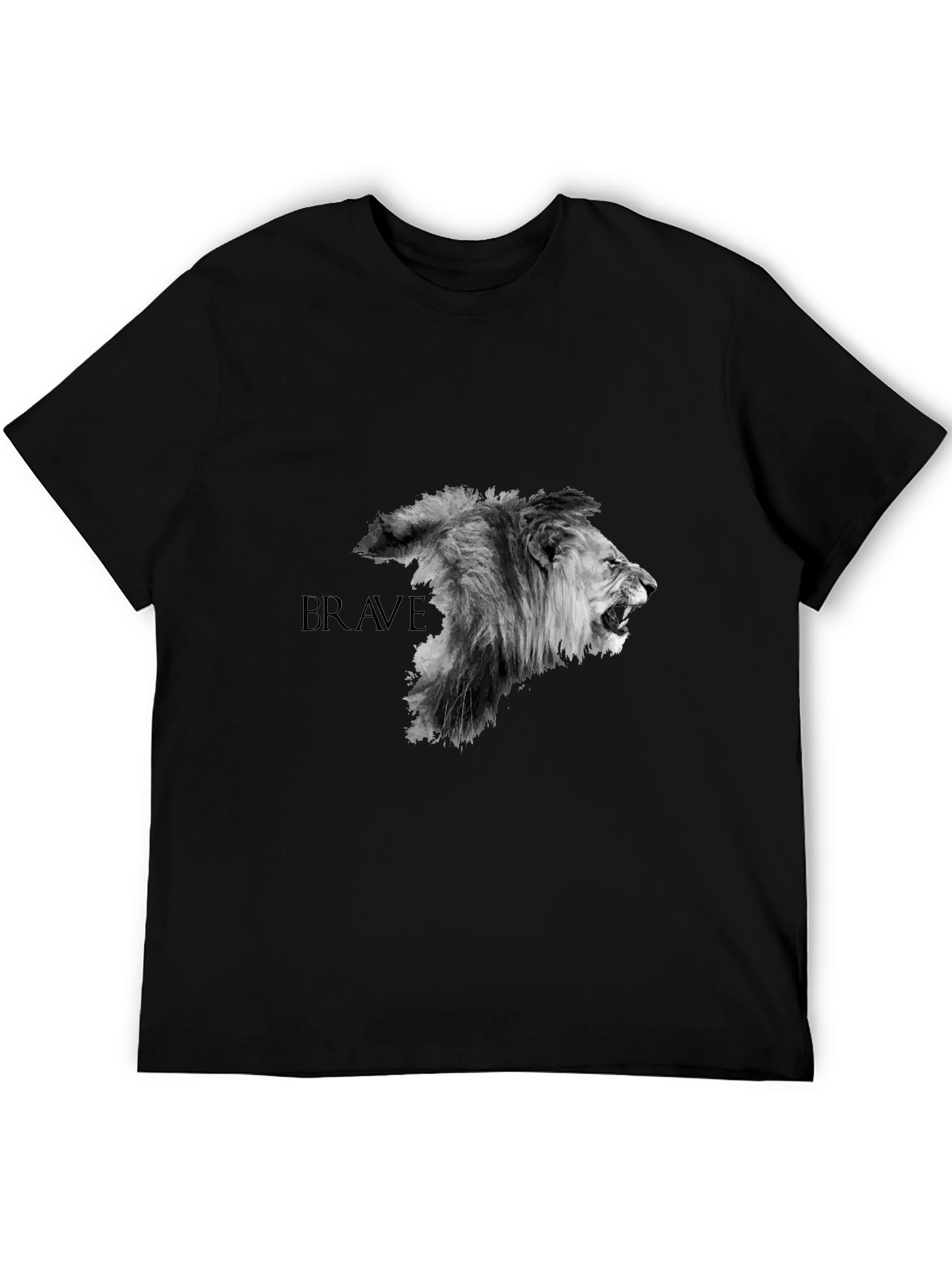 Brave Lion Graphic T-Shirt - Black