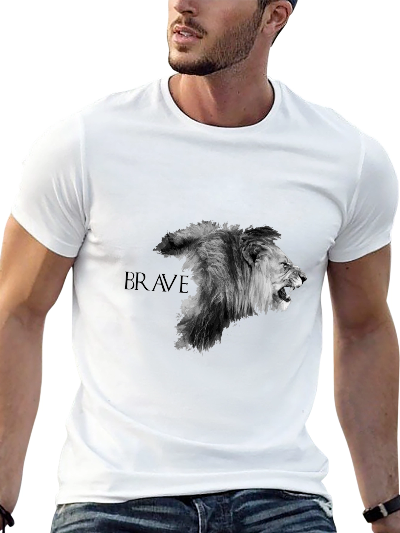 Brave Lion Graphic T-Shirt - Black