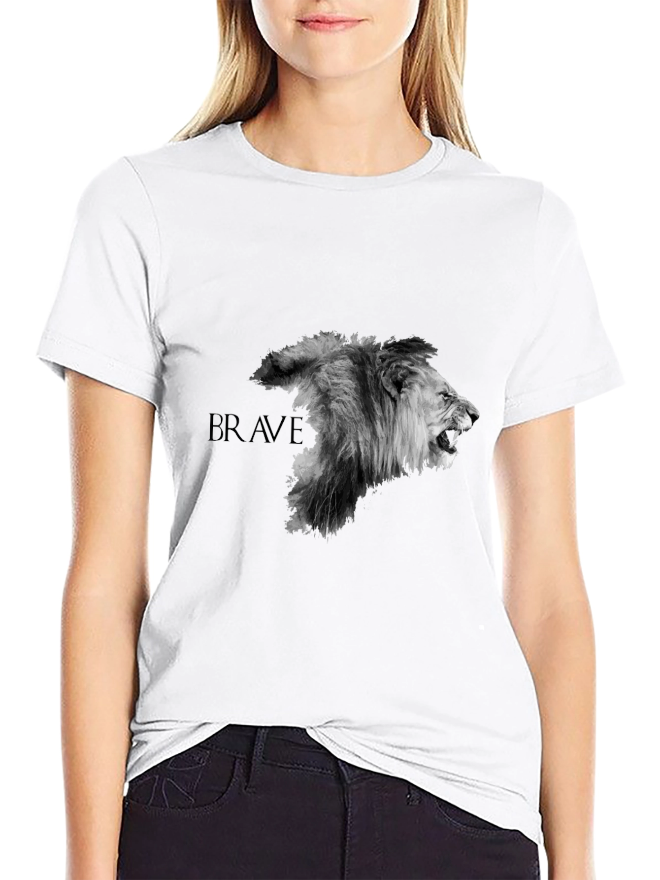 Brave Lion Graphic T-Shirt - Black